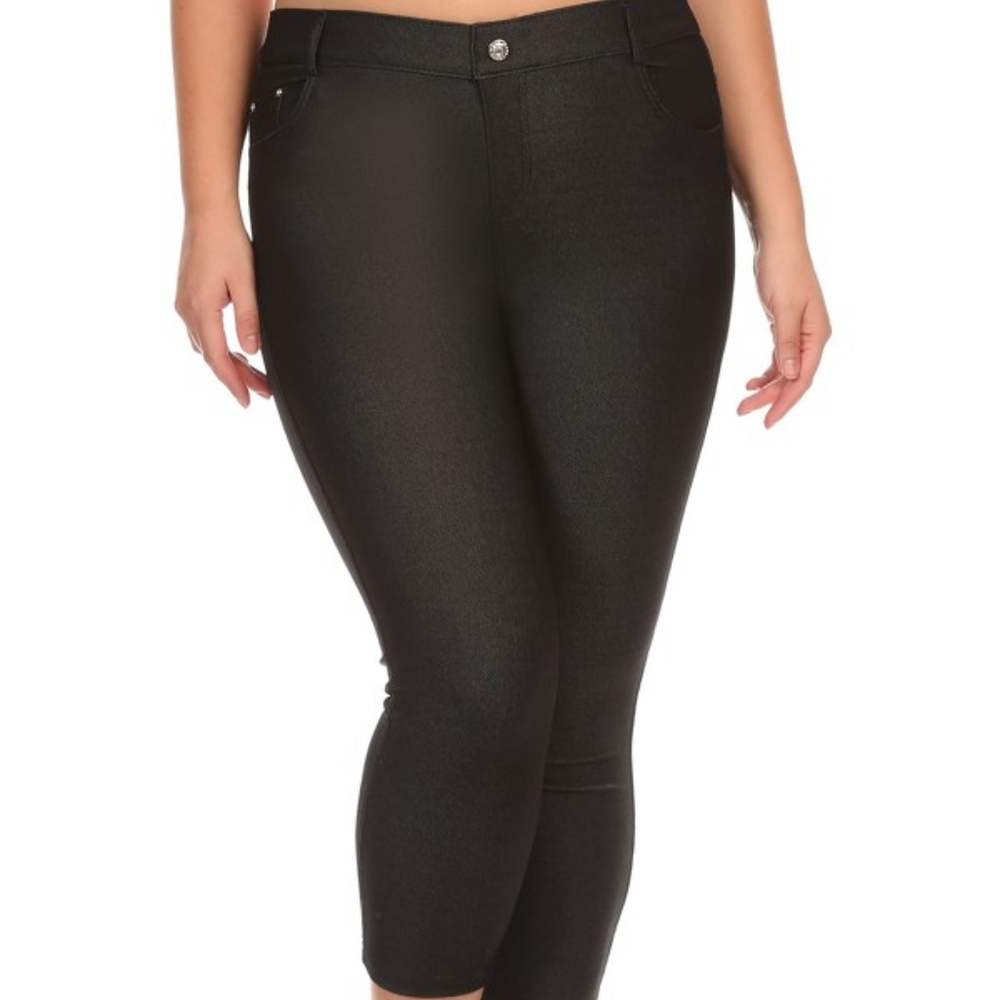 Yelete PLUS faux denim capr jeggings